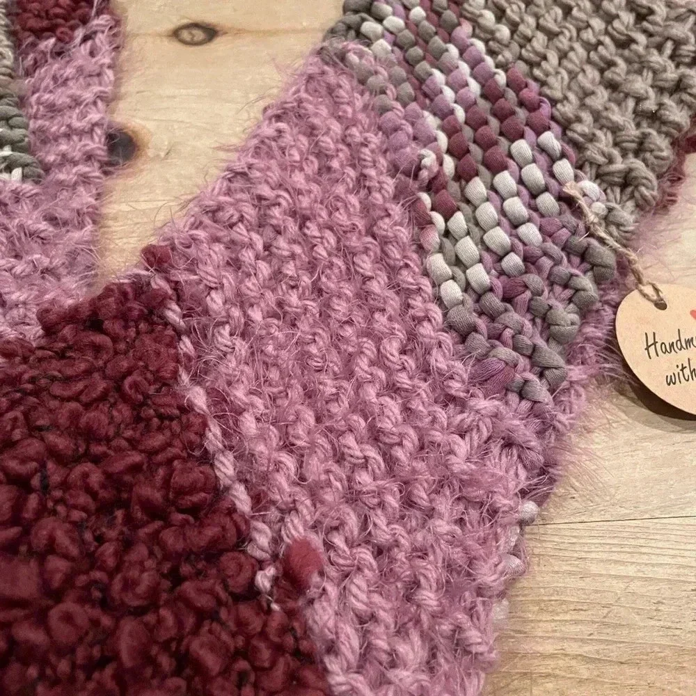 NWT mauve, purple, grey, light brown extra long scarf cottagecore grannycore